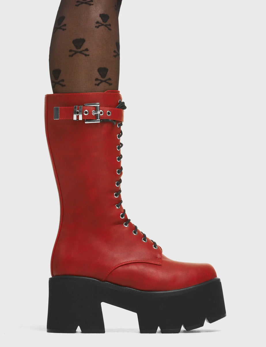 Legend Footwear Furry Chunky Platform Ankle Boots
