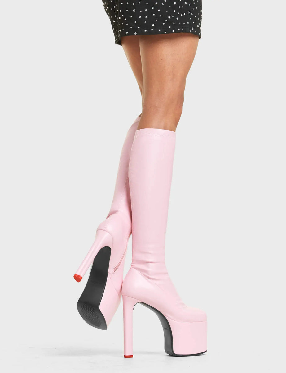 Bottes Femme Knee High Plateforme Chunky - Style Gothique Avec Chaîne Et Boucles