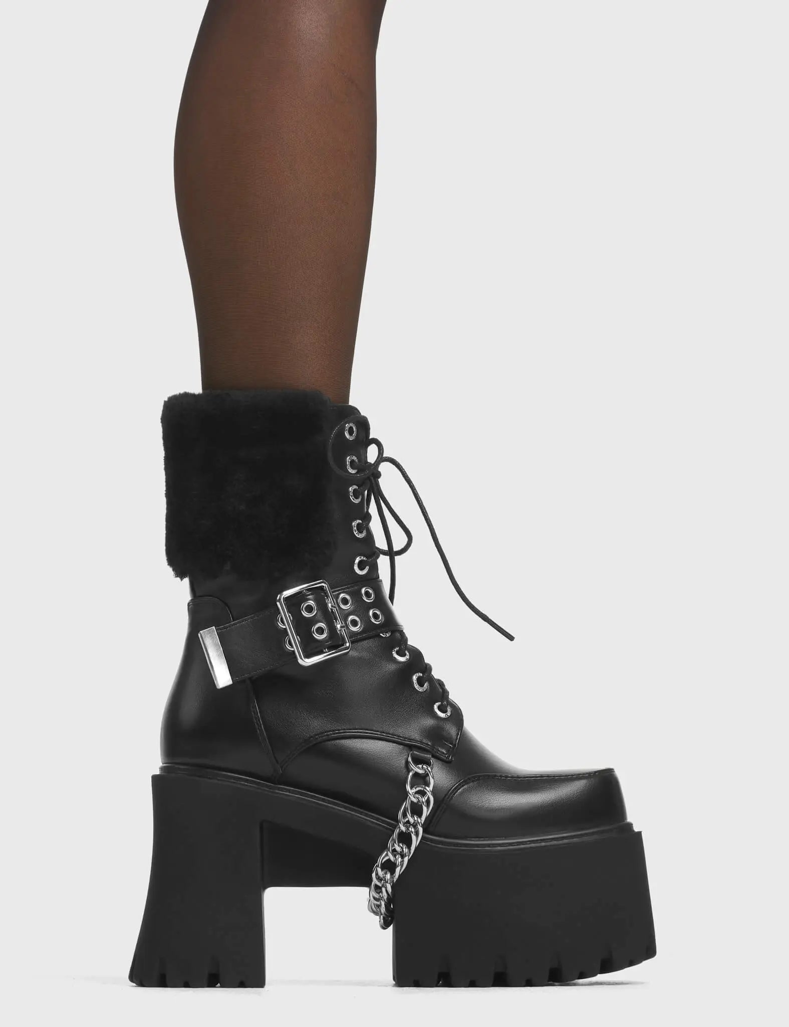 Platform Boots With Chains On Them PLATFORM GOTH BOOTS With Chain