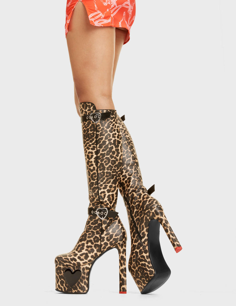 Fuzzy Platform Knee High Boots