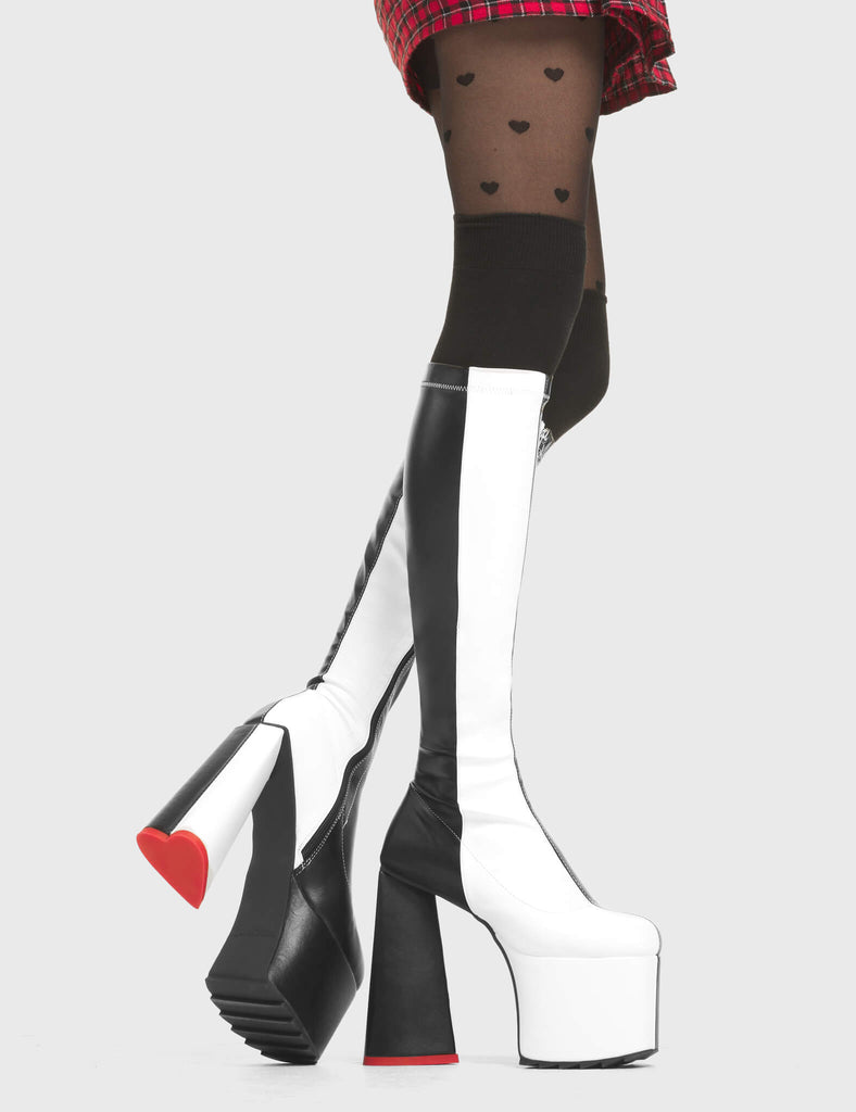 Cruella Stretchy Platform Knee High Boots