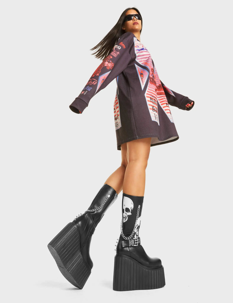 Shivering Chunky Platform Creeper Calf Boots LAMODA