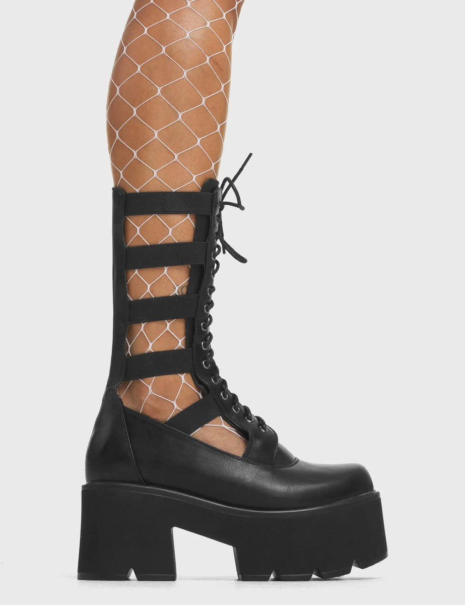 Platform Boot Pattern Blatant Chunky Platform Calf Boots β LAMODA US