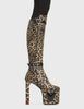 Fuzzy Platform Knee High Boots