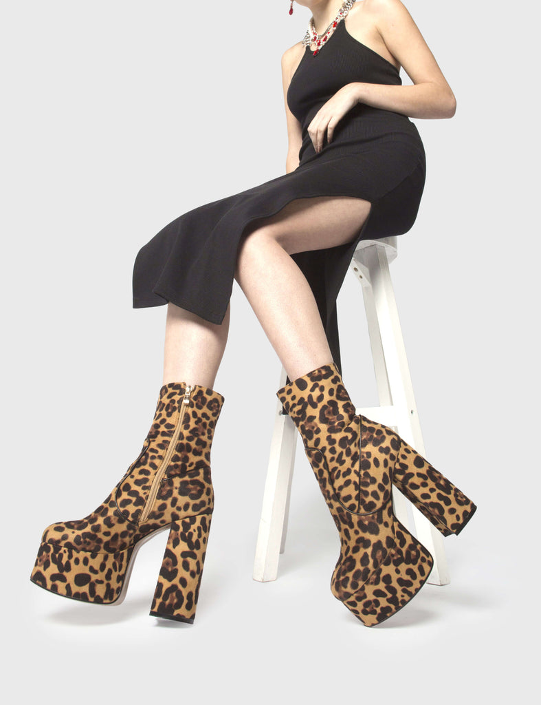 GET WILD WITH IT!  

Adore You Platform Ankle Boots in Leopard Print faux suede. These faux suede vegan Platform Ankle Boots feature a Leopard print design and our High Platform sole, making them the only choice to elevate your look! Made with eco-friendly materials and 100% cruelty-free, these boots are as ethical as they are wild!


- Platform Height: 2.5 inch
- Heel Height: 5.5 inch 
- Mid ankle length 
- Matching zipper
- High Platform sole
- Round toe 
- 100% vegan 

SKU: LMF 0119 - BrownLEO
