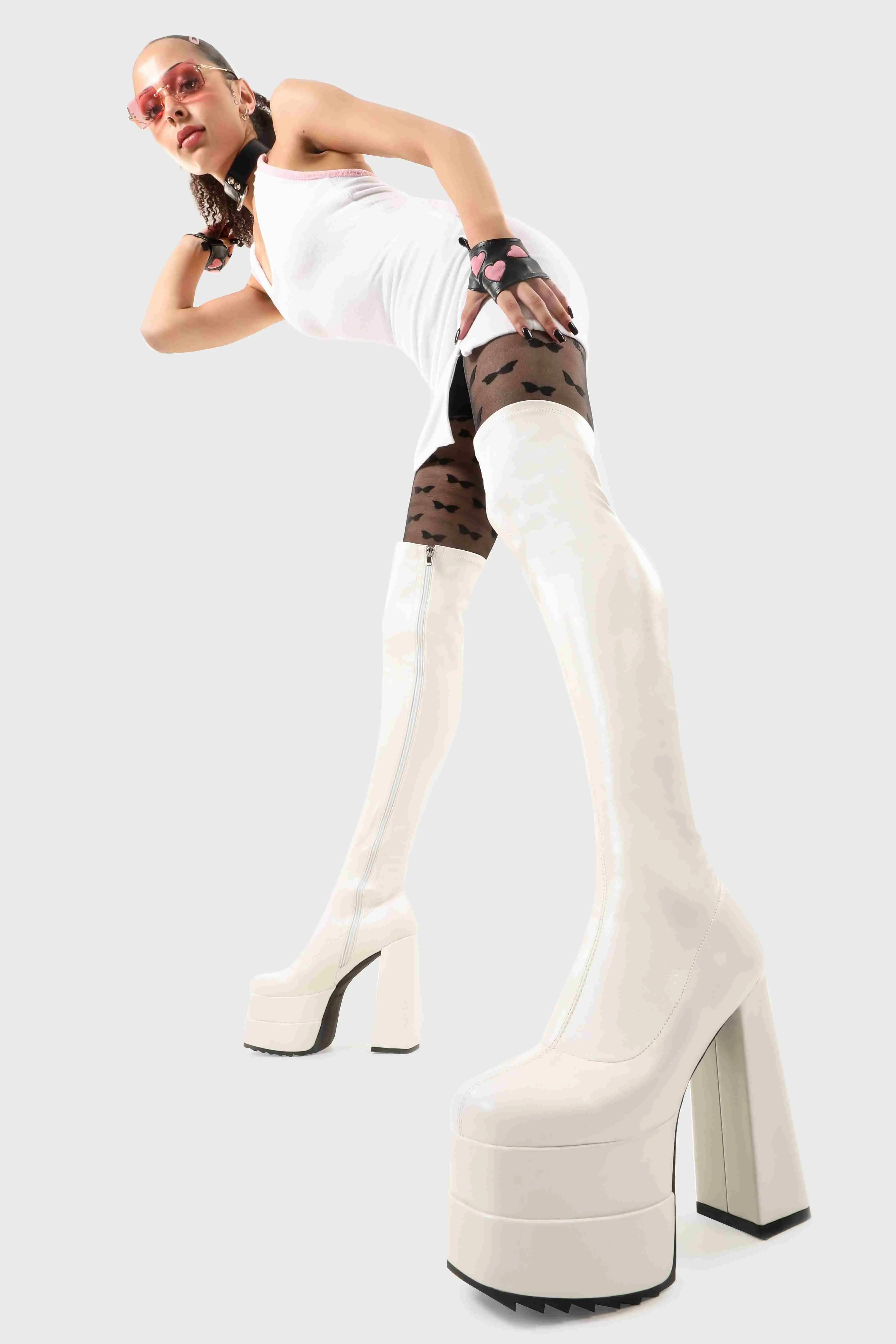 Fanta Platform Thigh High Brown Boots