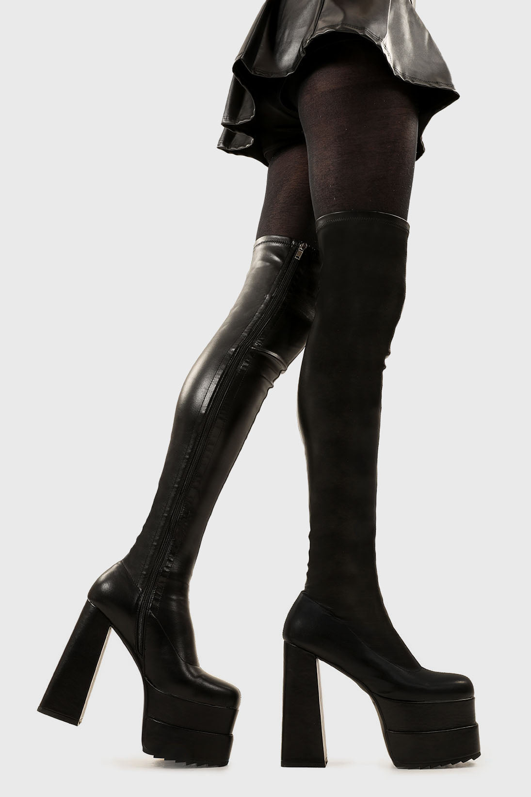 Gucci Black Leather Alexa Platform Knee High Boots Size 38 Gucci