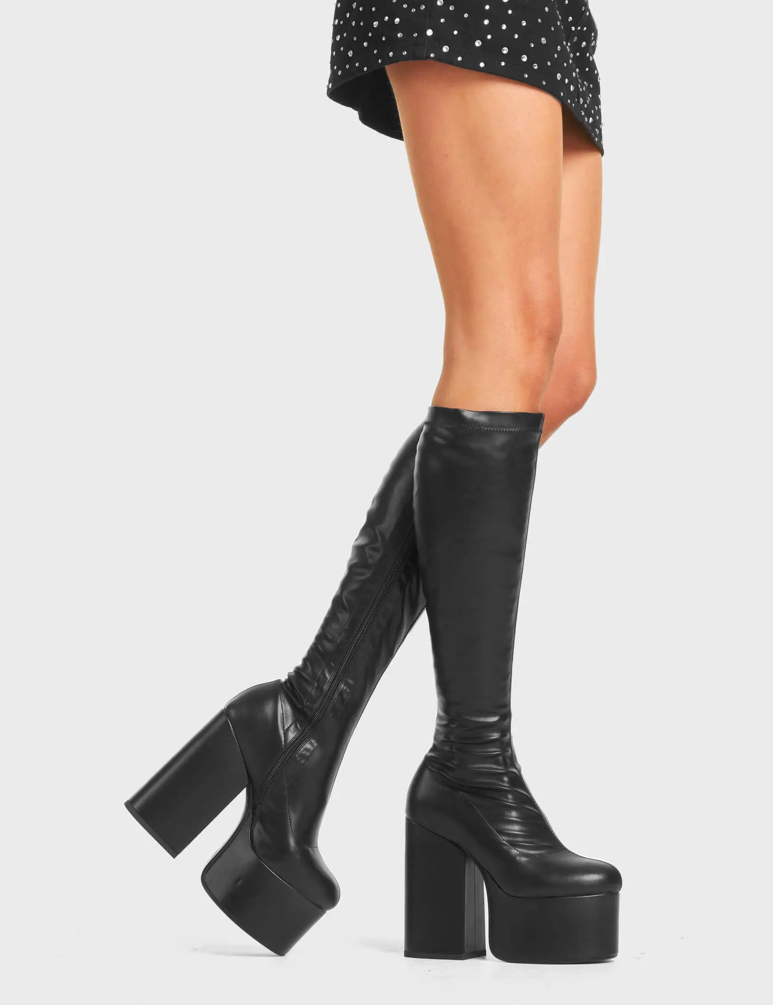 Bottes Femme LAMODA à Plateforme Chunky - Noir, Laçage Réglable, Crâne Décoratif, 100% Végan