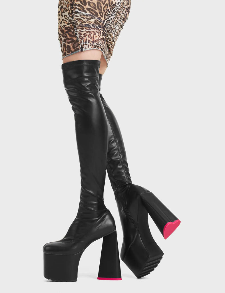 Not Ready Wide Calf Chunky Platform Thigh High Boots – LAMODA